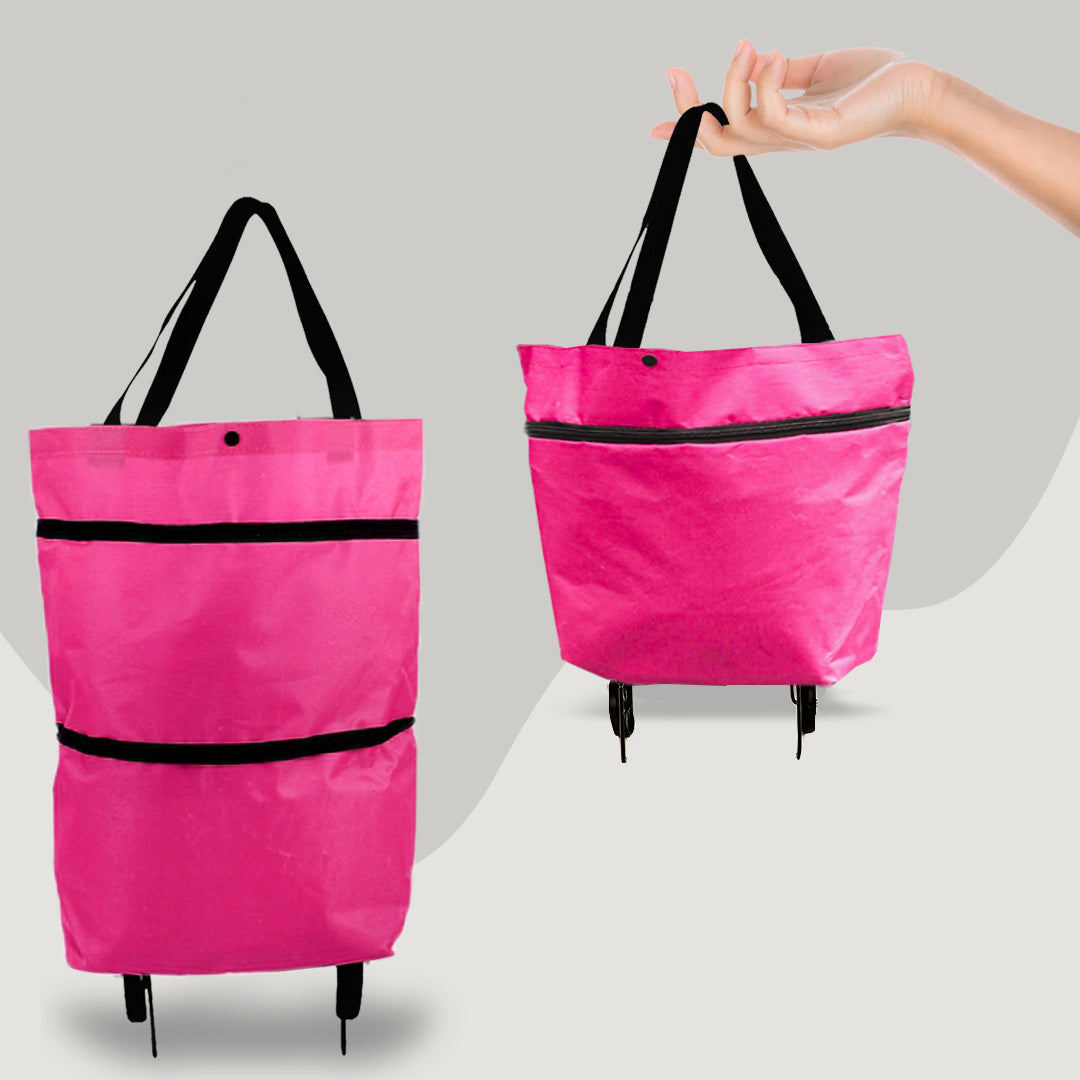 2-in-1 Foldable Shopping Cart with Wheels – Heavy-Duty Oxford Fabric Grocery Bag & Organizer