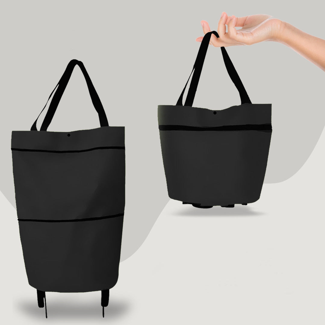 2-in-1 Foldable Shopping Cart with Wheels – Heavy-Duty Oxford Fabric Grocery Bag & Organizer