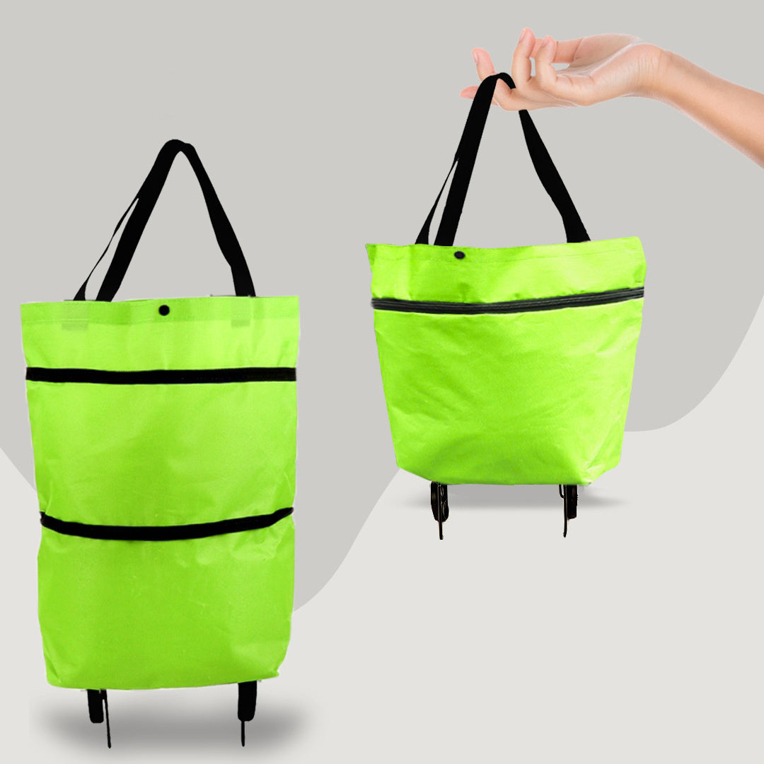 2-in-1 Foldable Shopping Cart with Wheels – Heavy-Duty Oxford Fabric Grocery Bag & Organizer