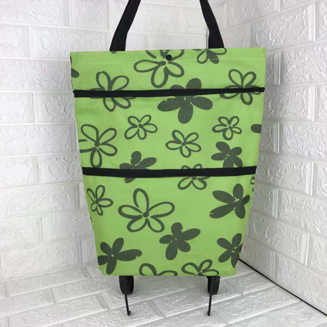 2-in-1 Foldable Shopping Cart with Wheels – Heavy-Duty Oxford Fabric Grocery Bag & Organizer