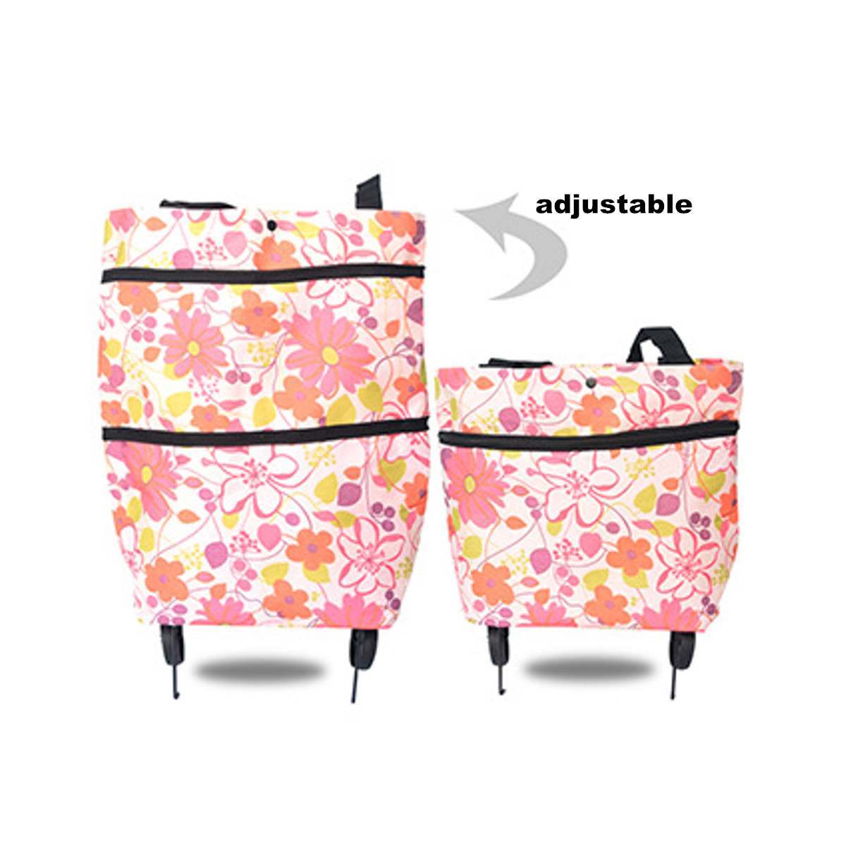 2-in-1 Foldable Shopping Cart with Wheels – Heavy-Duty Oxford Fabric Grocery Bag & Organizer