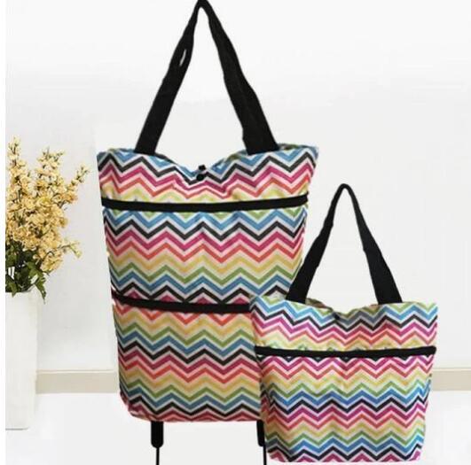 2-in-1 Foldable Shopping Cart with Wheels – Heavy-Duty Oxford Fabric Grocery Bag & Organizer